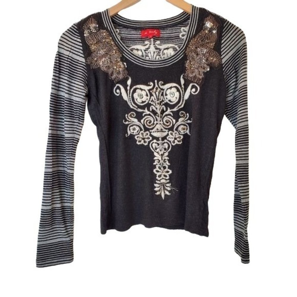 VINTAGE - RENÈ DERHY  | Stripe & Embellished Top